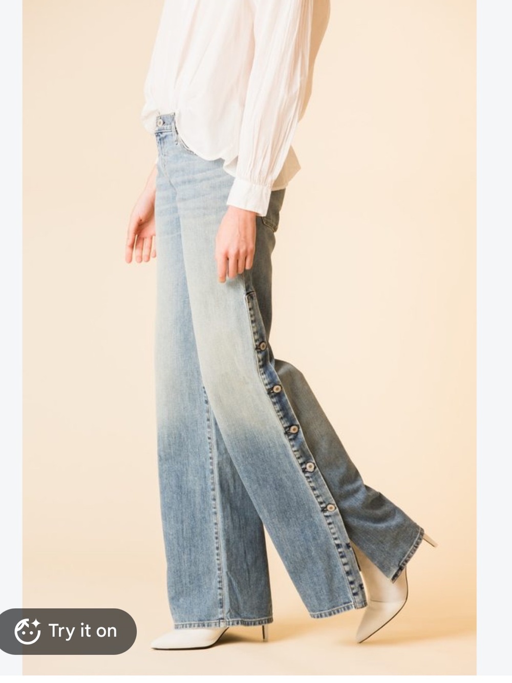 Nili Lotan Ena Retro High Rise Flare Jeans Denim Button Up Leg Size 24